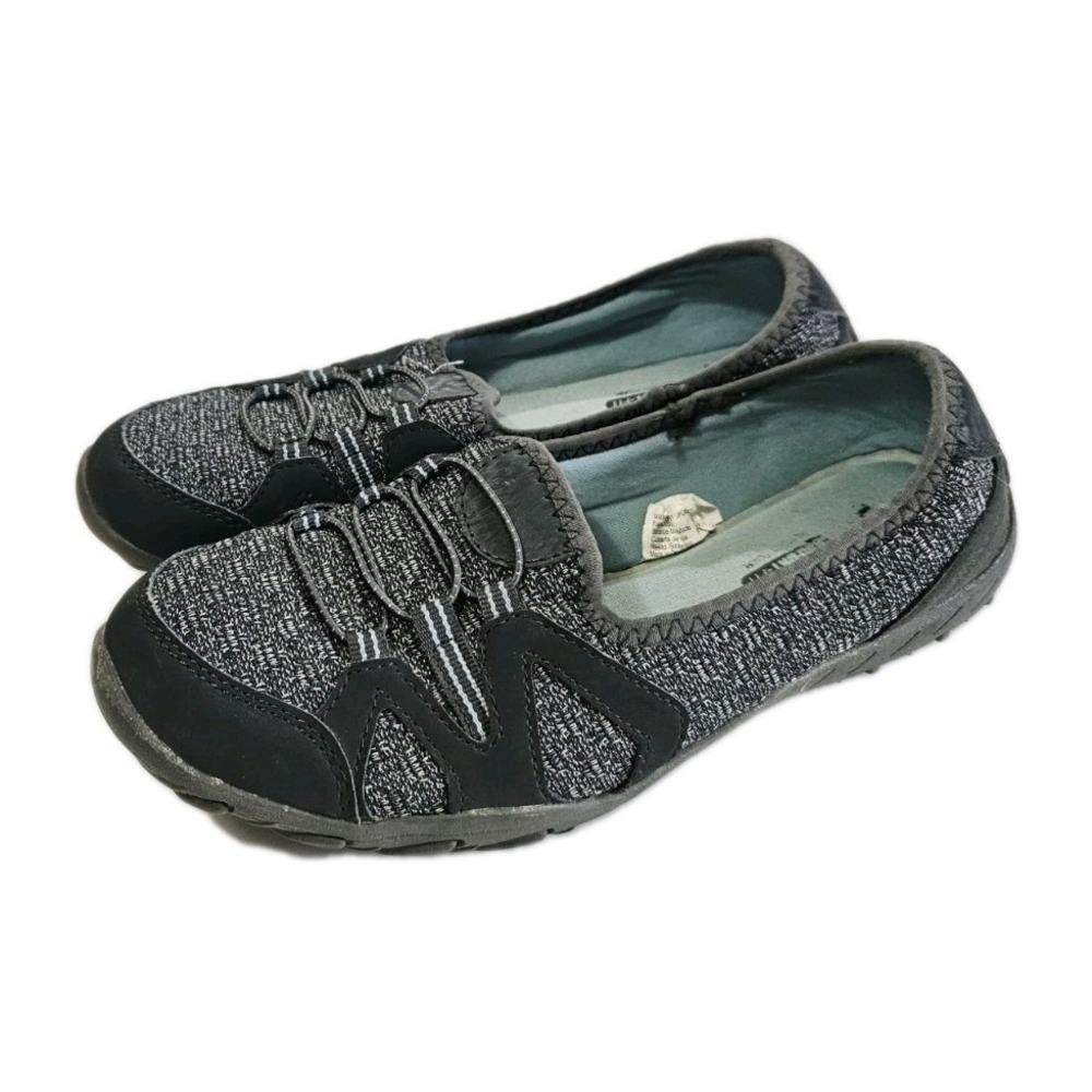 Athletech Womens Size 9.5 Black and Gray‎ Loafers Mesh Casual Comfort Flats